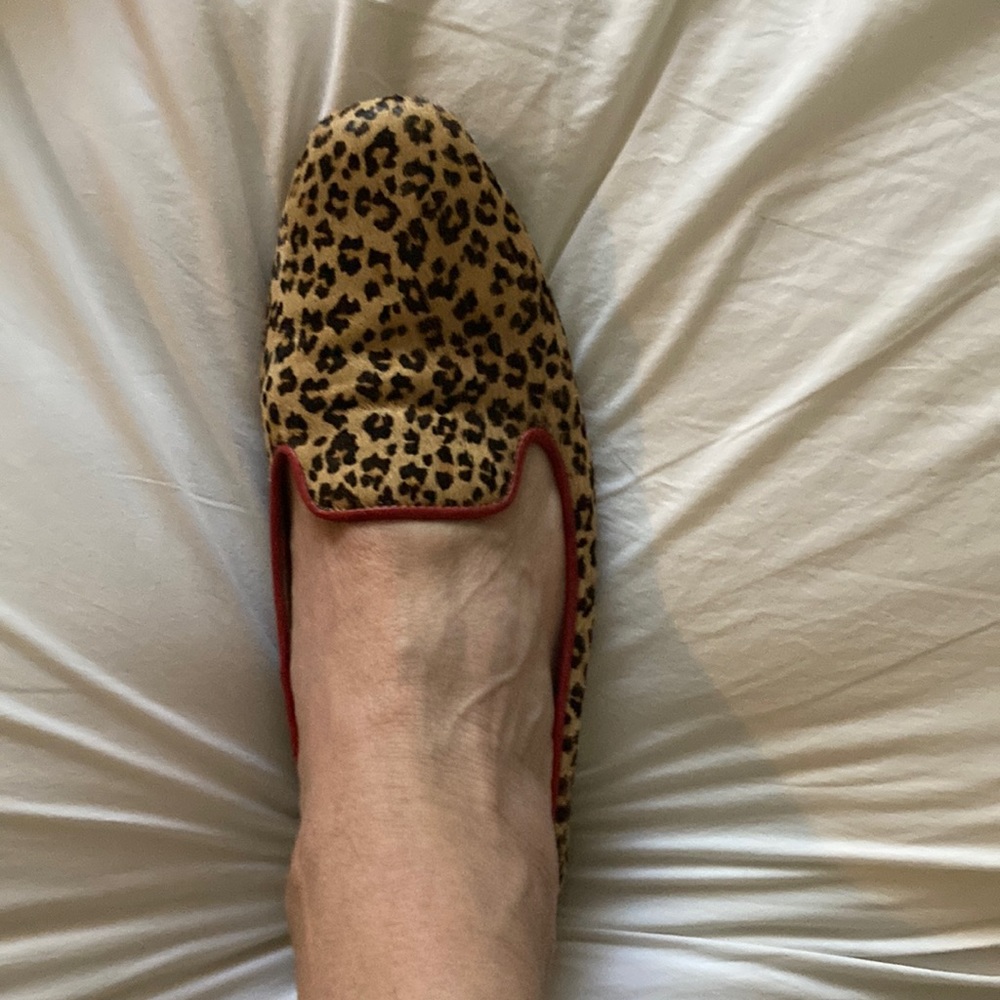 Donald pliner leopard mules with red trim